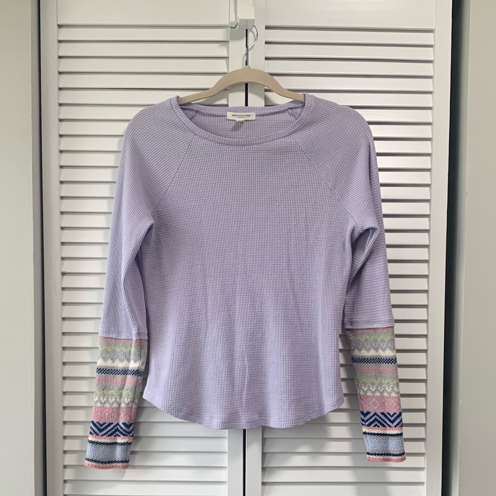 Beachlunchlounge Henley Waffle Knit Top: Size Small